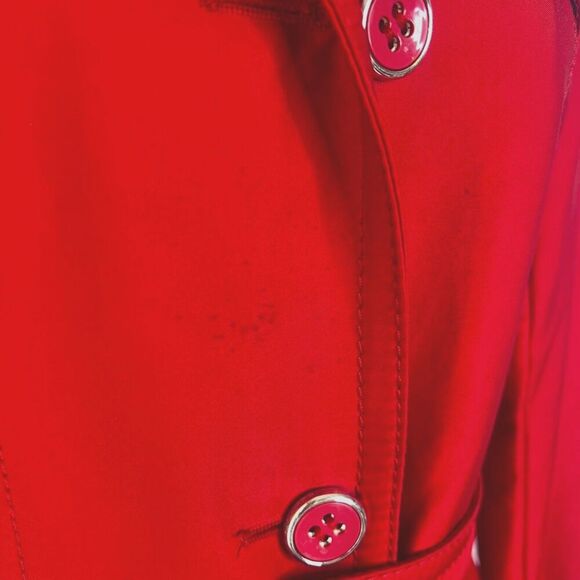 Kenneth Cole Reaction Bold Power Red Classic Timeless Belted Trench Coat Small - Picture 10 of 14